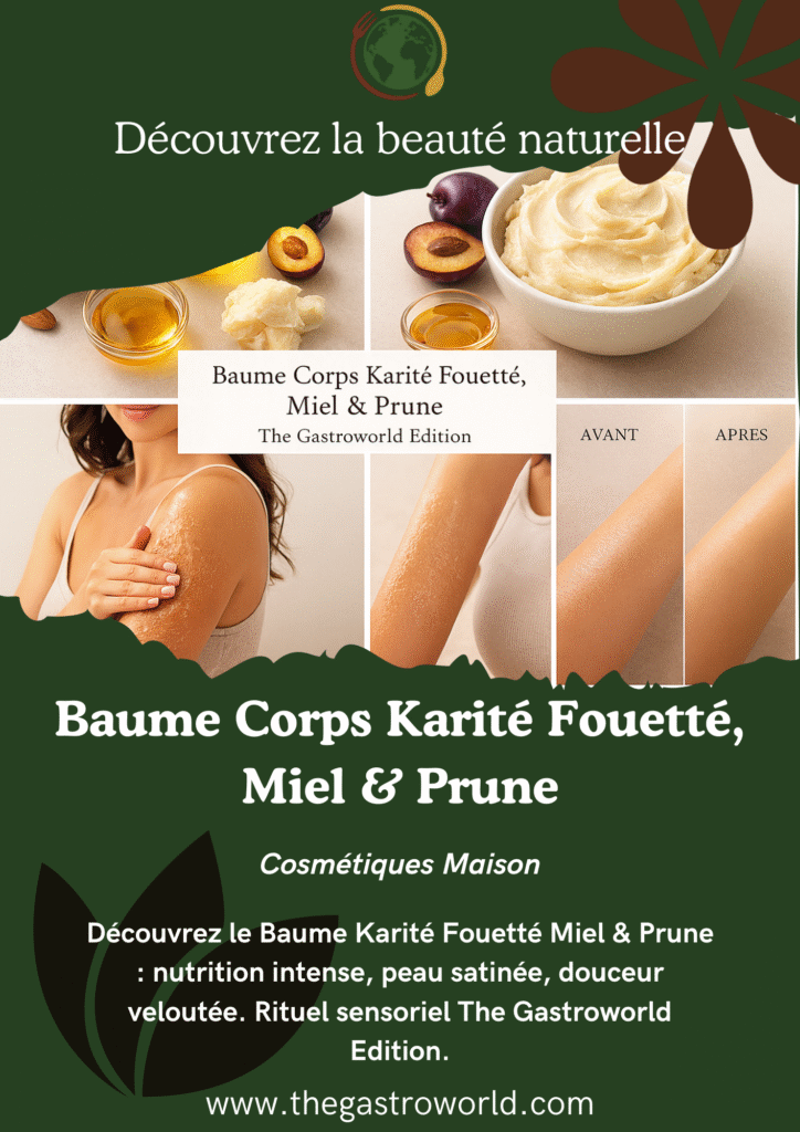 🌿 Baume Corps Karité Fouetté, Miel & Prune — The Gastroworld Edition
